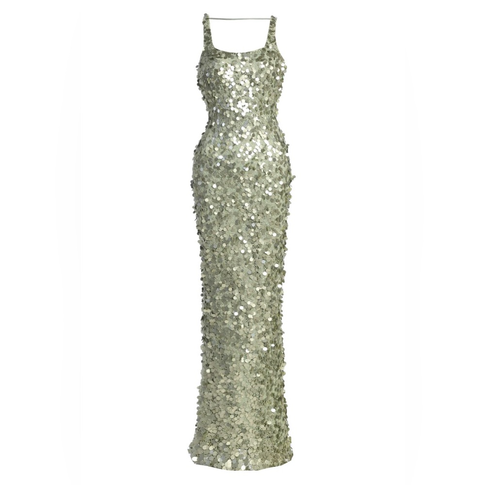 Sage Sparkling Moments Sequin Maxi Dress in Size L